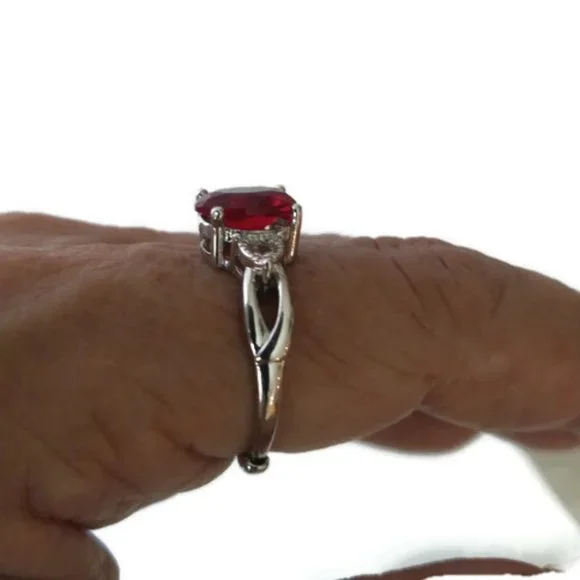 SOLD ON DIFFERENT PLATFORM .925 silver Lab Created Ruby Ring - Picture 3 of 6